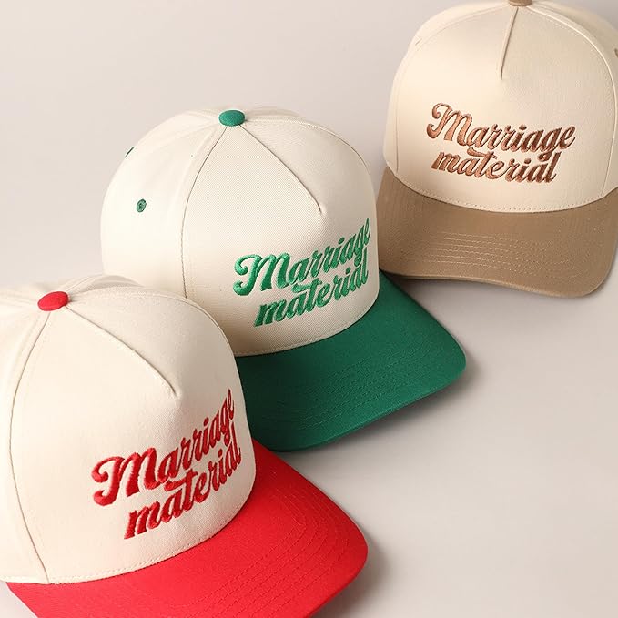 MIRMARU Two-Tone Vintage Canvas Trucker Hats for Men & Women, Adjustable Size Baseball Caps with Trendy Embroidered Design
