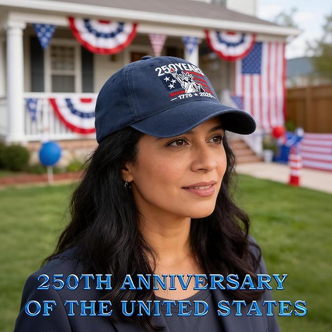 2 Pack USA 250th Anniversary Washed-Cotton Baseball Cap Patriotic Hat American 250 Year Merchandise for Men Women
