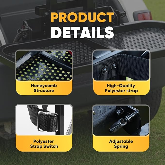 Golf Cart Bag Holder, Rear Seat Bag Rack for Golf Cart, Fits Safety Grab Bar up to 8-Inch Wide, Compatible with EZGO/Club Car/Yamaha, Foldable Design, Quick No-Drill Install