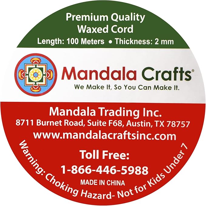 Mandala Crafts 2mm 109 Yards Light Blue Cotton Waxed Cord - Image 3