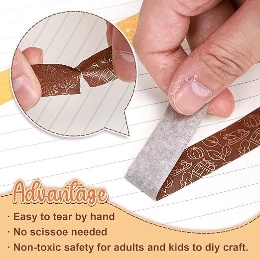 Whaline 12 Rolls Fall Washi Tapes Foil Gold Decorative Tape Autumn Gnome - Image 3