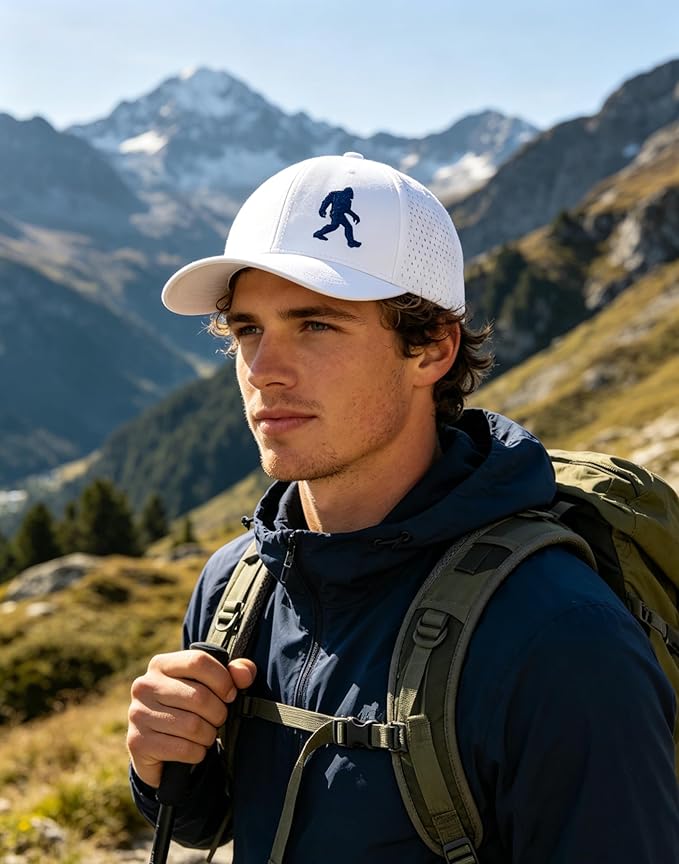 Embroidered Bigfoot Quick Dry Hats for Men and Women with Laser-Cut Mesh & Curved Brim
