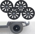 8 Inch Golf Cart Hub Caps Wheel Covers for EZGO Club Car Yamaha Accessories, Snap-On Plastic Hubcaps Set of 4, Silver Chrome Finish for Most 8" Wheels (Matte Black)