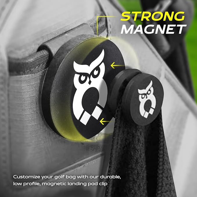 Magnetic Golf Landing Pad - Magnetic Golf Bag Clip for Quick and Easy Use of Golf Gear & Accessories - Record Golf Swing Cell Phone Holder - Works with Any Golf Bag