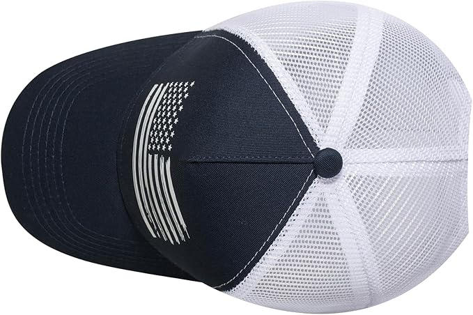 Baseball Cap, American Flag Trucker Hat for Men Women, Breathable Adjustable Fit Outdoor Mesh Snapback Hats