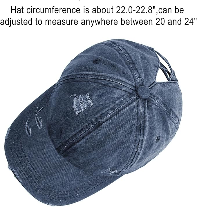 Womens Criss Cross Ponytail Baseball Cap Distressed Ponytail Hat High Messy Bun Trucker Ponycap for Outdoor Sports