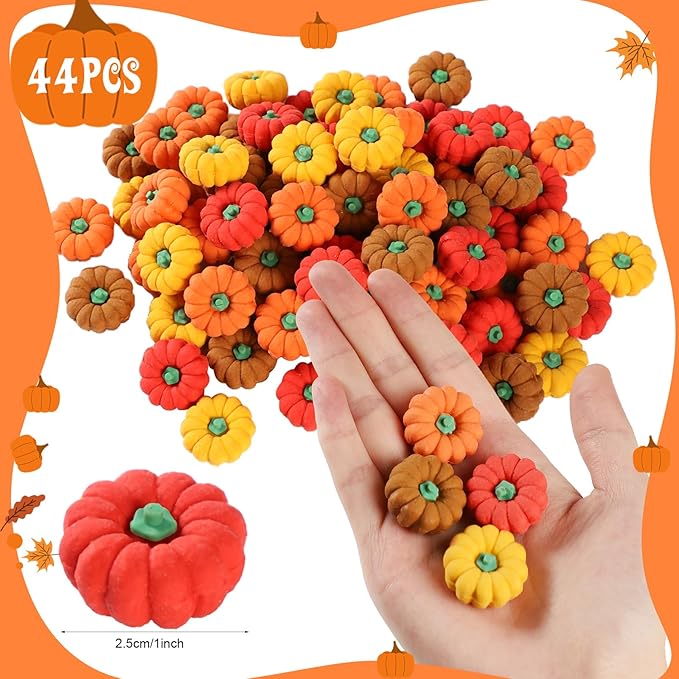 44Pcs 3D Pumpkin Erasers Bulk, Halloween Fall Mini Erasers - Image 2