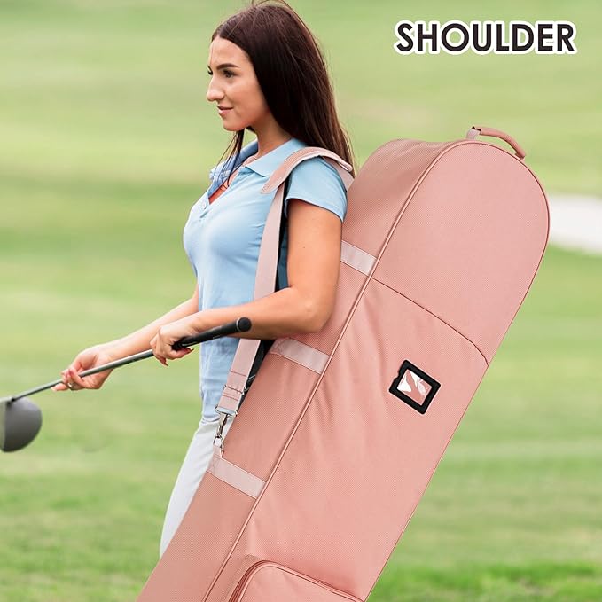 DAREKUKU Golf Travel Bags for Airlines with Adjustable Support Rod and Detachable Shoulder Straps, Hard case Top Soft Foldable Golf Club Travel Covers