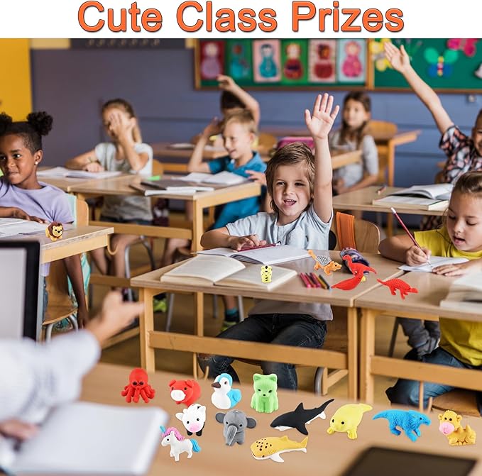 80Pcs Animal Erasers Kids Desk Pets Pencil Erasers 3D Puzzle Eraser Bulk Fun - Image 4