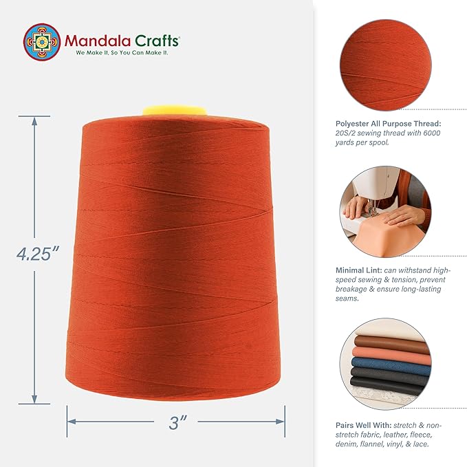 Mandala Crafts 4 Pack of Serger Threads Cones Spools - Image 3
