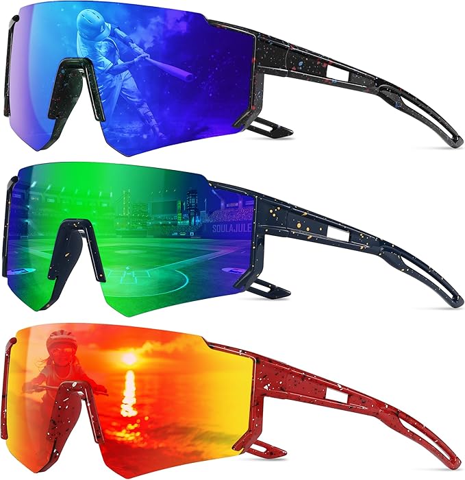 Kids Sunglasses Polarized - UV400 Protection Boys Youth Cycling Goggles Baseball Sunglasses with Glasses Strap
