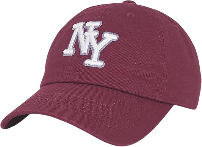 NY 3D Embroidered Cotton Dad Hat – New York Baseball Cap, Adjustable Metal Buckle Strap, Unstructured Low-Profile Style