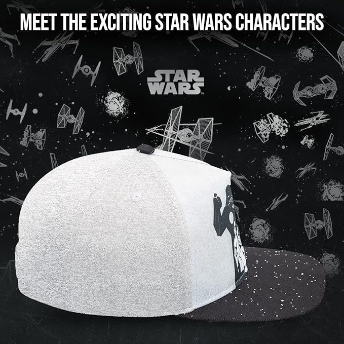 Star Wars Classic Embroidered Logo Flatbrim Baseball Cap Hat, Boys Youth