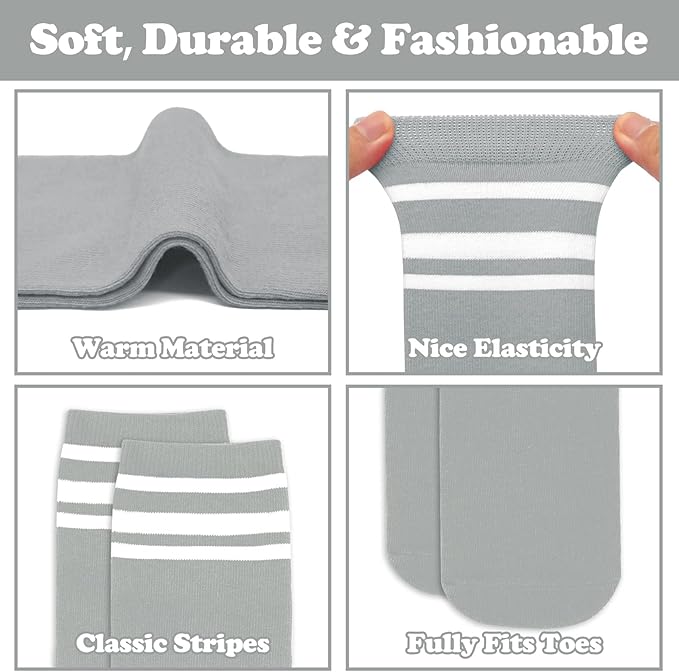 Sarfel Kids Soccer Socks Toddler Soccer Socks Girls Boys Soccer Socks Kids Tube Socks with Stripes Toddler Knee High Socks