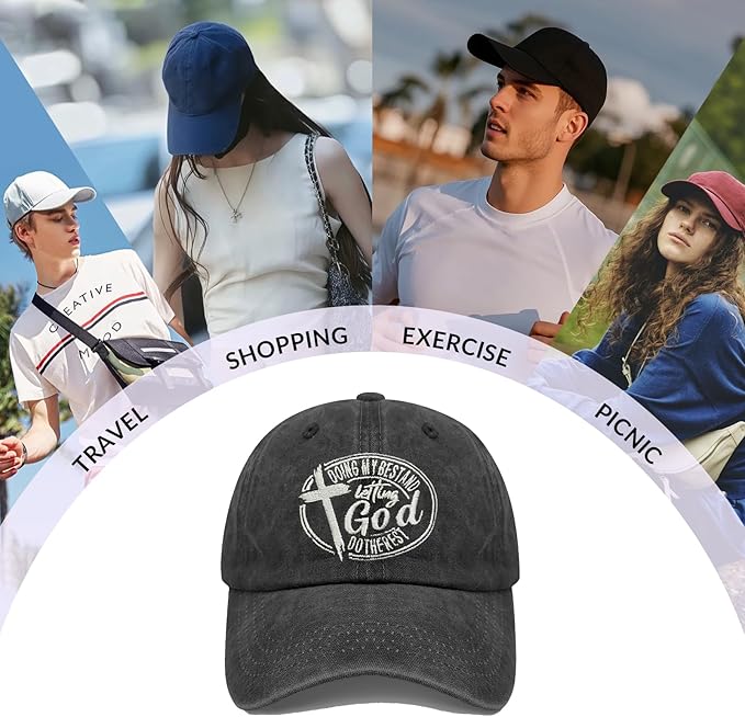 Christian Hats for Men Women, Jesus Baseball Cap, Adjustable Cotton Embroidered Christian Hats