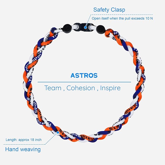 Baseball Rope Necklaces, League Team Colors Braided Necklace, Baseball Team Gifts