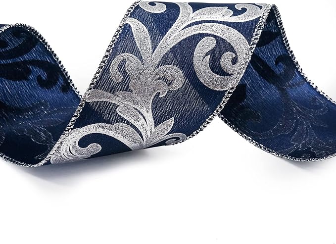 CT CRAFT LLC Royal Satin Silver Swirl Wired Ribbon 2.5 Inch x 10 Yards - Image 4