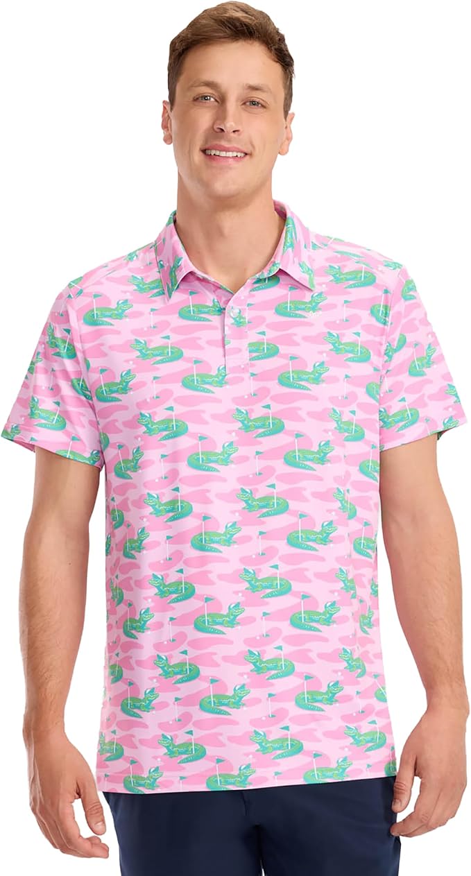 Tipsy Elves Men's Performance Golf Shirt - 4-Way Stretch, Quick Dry, Athletic Cut - Golf Polo