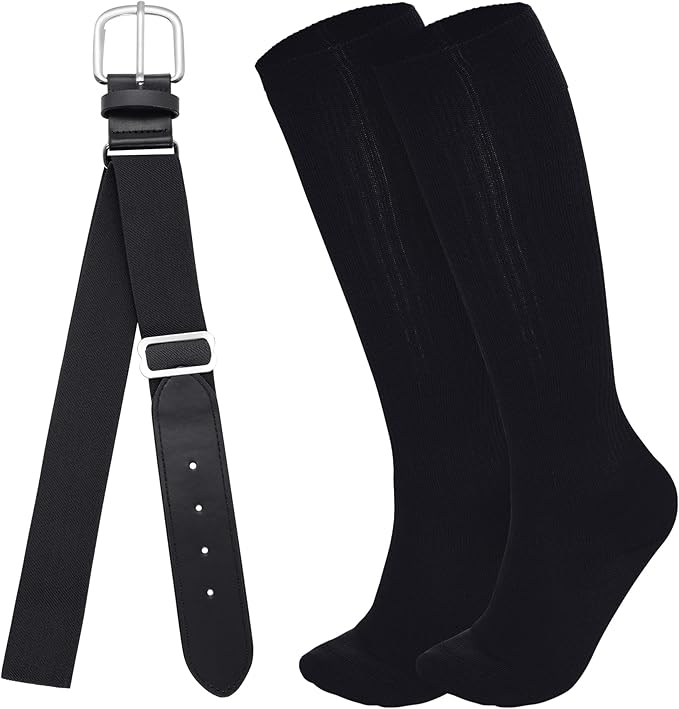 Dxhycc Youth Baseball Socks and Belt Combo Set Softball Baseball Socks and Elastic Waist Belt for Youth Boys Girls