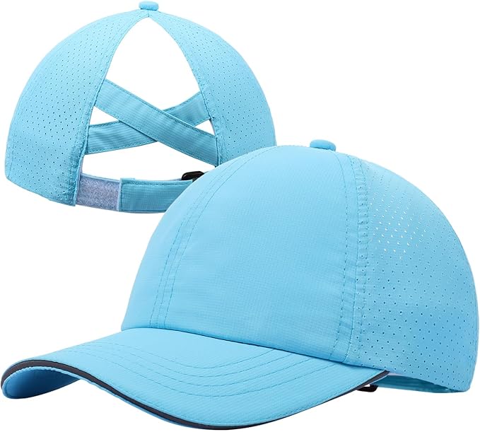 Girls Criss Cross Ponytail Hat Mesh Baseball Cap Kids Quick Dry Ponycap Hats Outdoor Summer Sports Hat Age 7-12