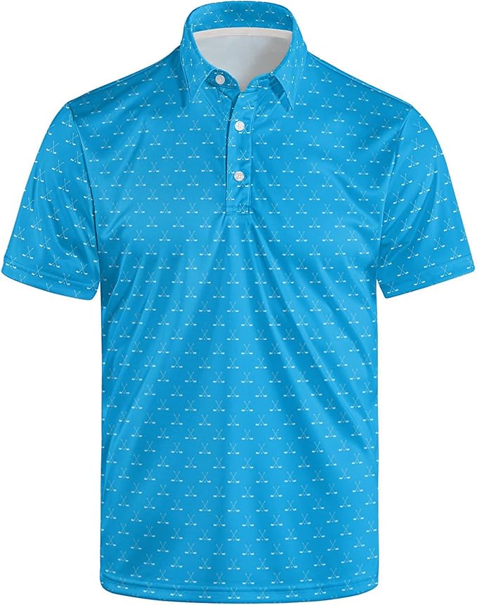 Golf Polo Shirts for Men Funny Print Short Sleeve Golf Shirts Performance Golf Polos