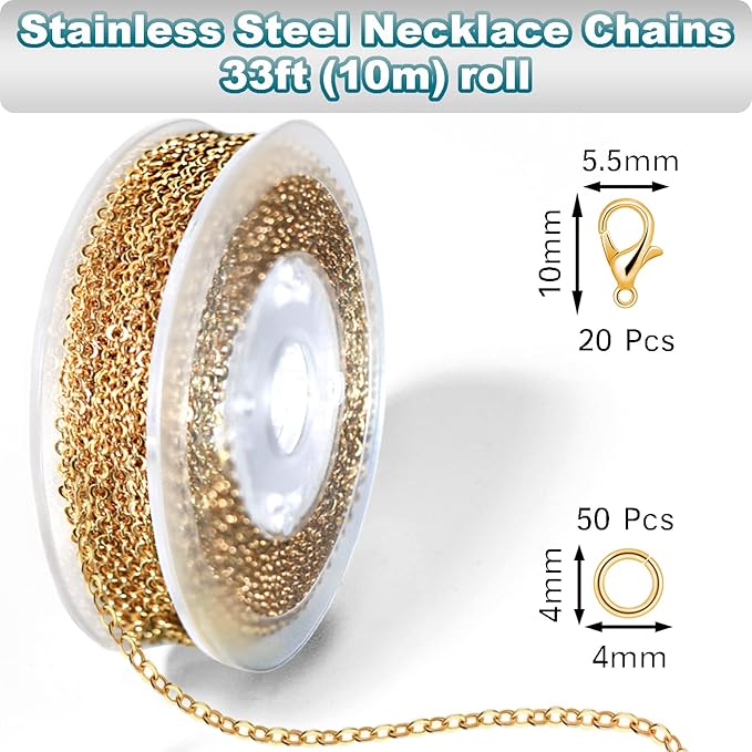 Jishi 33ft Stainless Steel Gold Plated Chain - Image 2