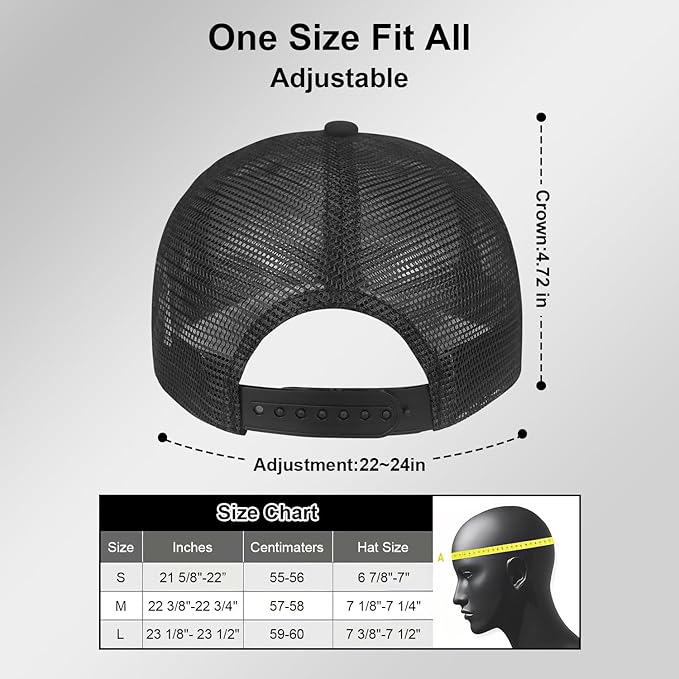 Embroidered Fishing Hats for Men, Birthday Father's Day Fisherman Gifts for Men Son Dad Husband Grandpa Adjustbale Mesh Fishing Trucker Hat Baseball Cap Black