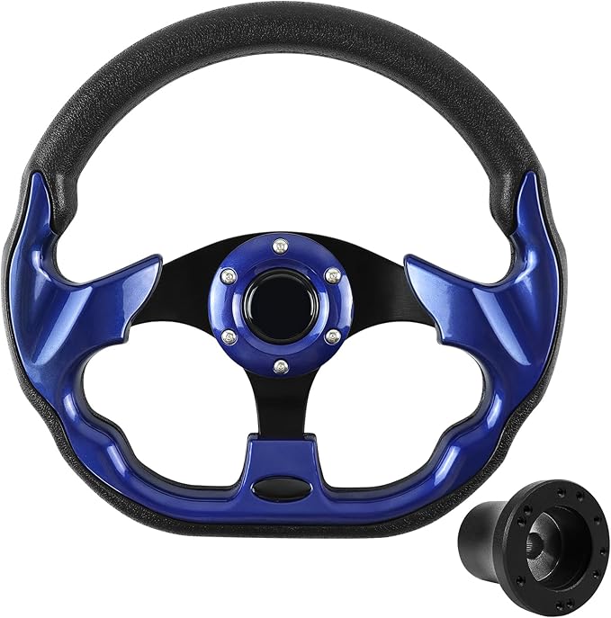 Golf Cart Accessories Steering Wheel D-bottom and Golf Adapter For EZGO TXT & RXV Golf Carts Adapter Skid-(BLUE)
