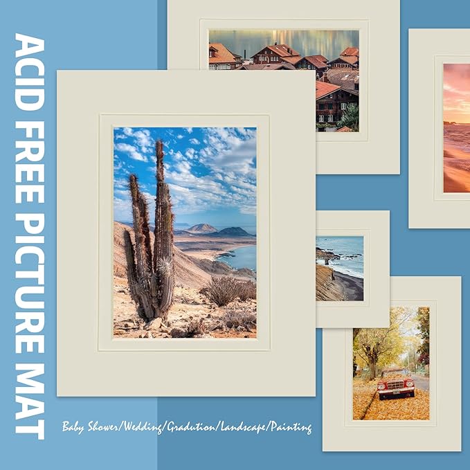 HOTUO 10 Pack Acid Free Ivory Picture Frame Mats, Pre-Cut 11x14 Picture Mats - Image 3