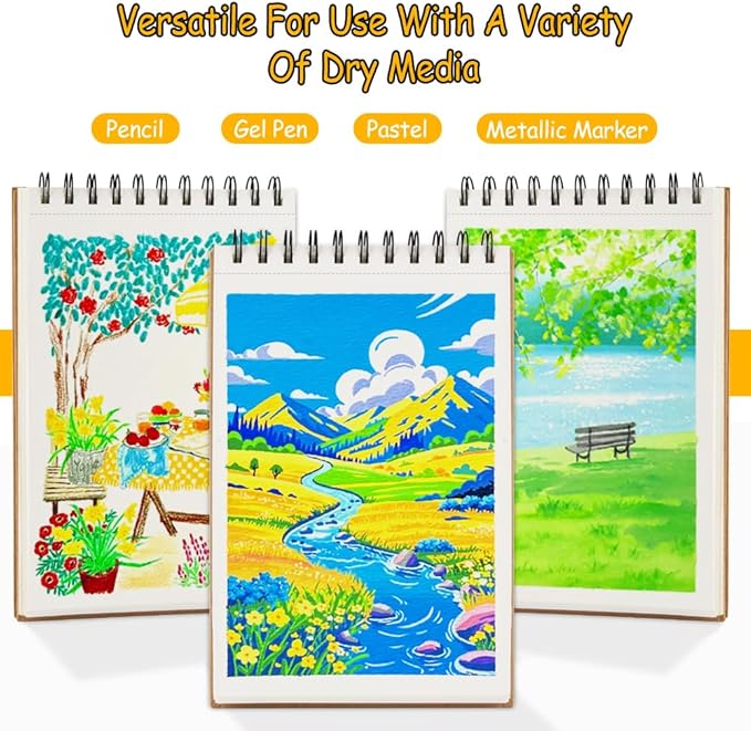 8.3x5.8 Sketch Book, Top Spiral Bound Sketch Pad, 60sheets 92lb/150gsm Nature - Image 3