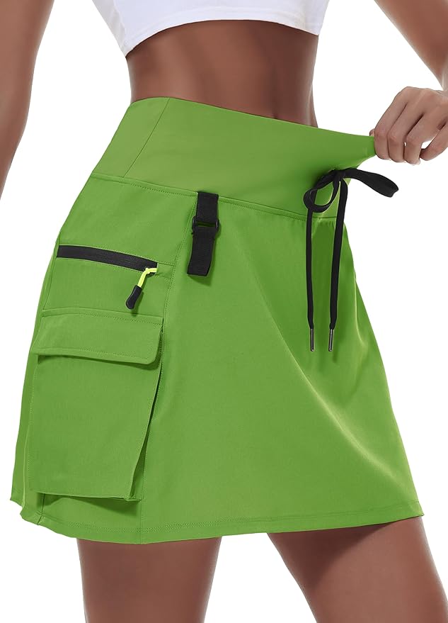 MIVEI Skorts for Woman - Hiking Cargo Skorts with Zipper Pockets, High Waisted Quick Dry Golf Workout, Dressy Casual