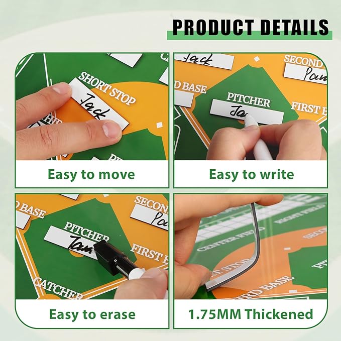 Magnetic Baseball Lineup Board with Bag - Dry Erase Coaching Board for Baseball,Softball Lineup Cards Marker Boards,Baseball Lineup Board for Dugout,Baseball Clipboard for Coaches