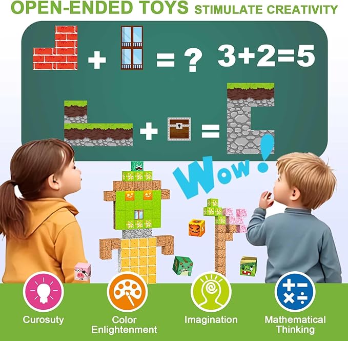 Magnetic Blocks 100 PCS Magnetic Building Blocks, 3+ STEM Montessori Sensory - Image 4