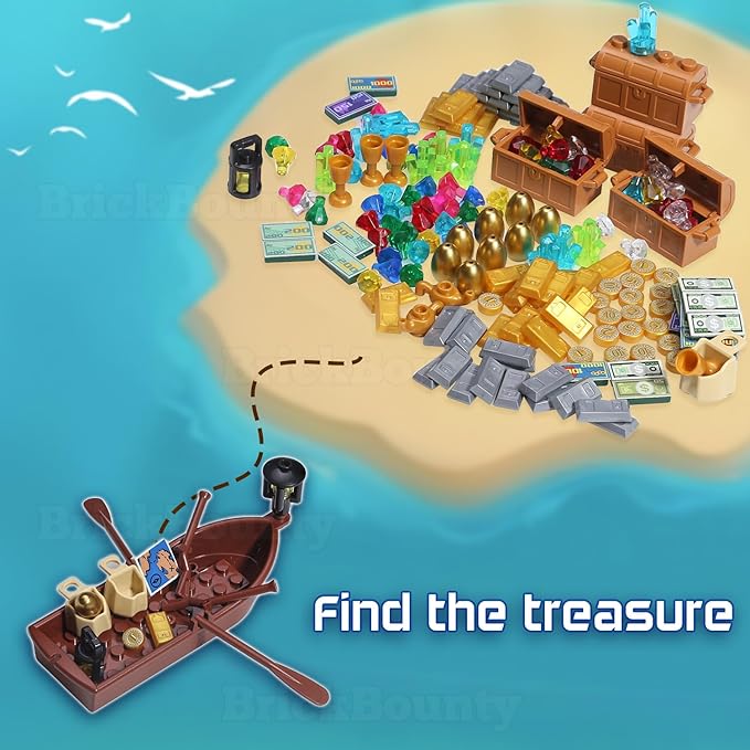 220 Pcs Pirate Treasure Money Parts Building Blocks, Expedition Wooden Boats - Image 5