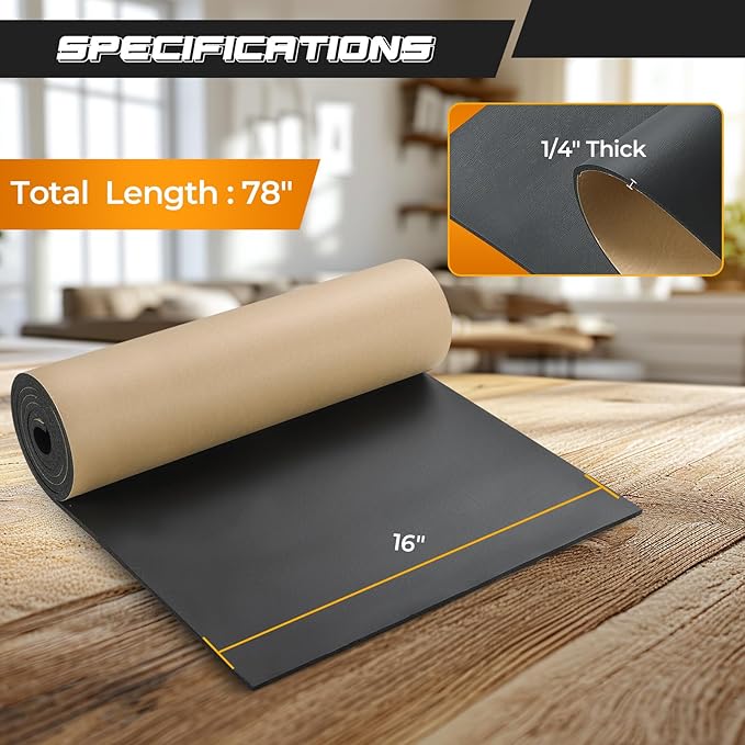 NATGAI Sponge Neoprene with Adhesive Foam Rubber Sheet 1/4” Thick X 16” Wide X - Image 2