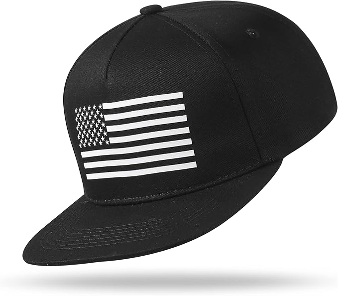 UALON Baseball Cap, Snapback Trucker Hat for Men & Women with American Flag and Adjustable, Breathable Mesh, Flat Bill Hats