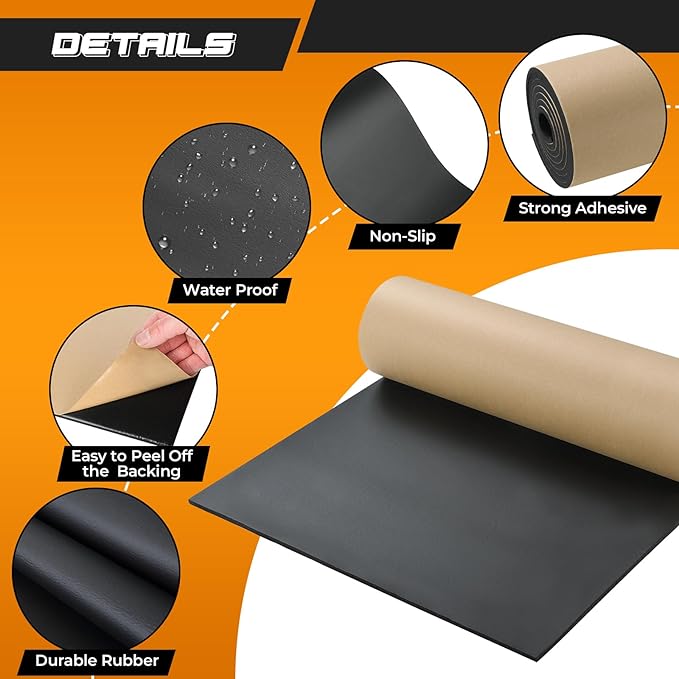 NATGAI Sponge Neoprene with Adhesive Foam Rubber Sheet 1/4” Thick X 16” Wide X - Image 3