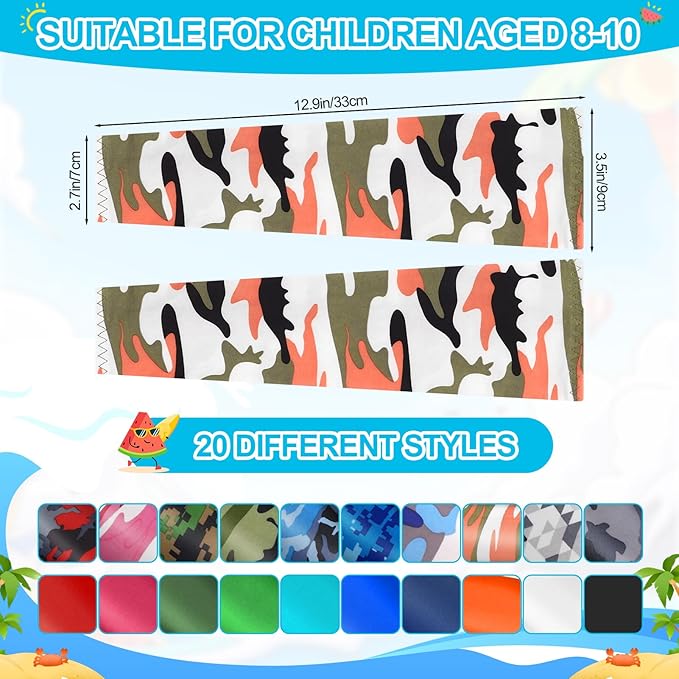 Baseball Arm Sleeves for Kids 20 Pairs UV Sun Protection Cooling Compression Sleeves to Cover Arms for Boys Girls