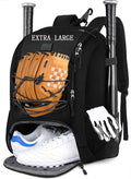 MATEIN Baseball Backpack, Softball Bat Bag with Shoes Compartment for Youth, Boys and Adult, Lightweight Baseball Bag with Fence Hook Hold TBall Bat, Batting Mitten, Helmet, Caps, Teeball Gear