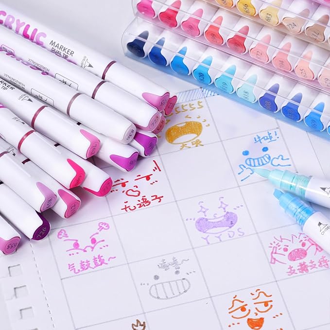 kander 12 Colors Dual Tip Acrylic Paint Markers, Coloring on Wood, DIY Crafts - Image 3