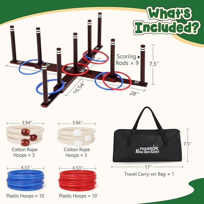 Peradix Ring Toss Game for Kids, Indoor Outdoor Fun Holiday Lawn Yard Game for - Image 3
