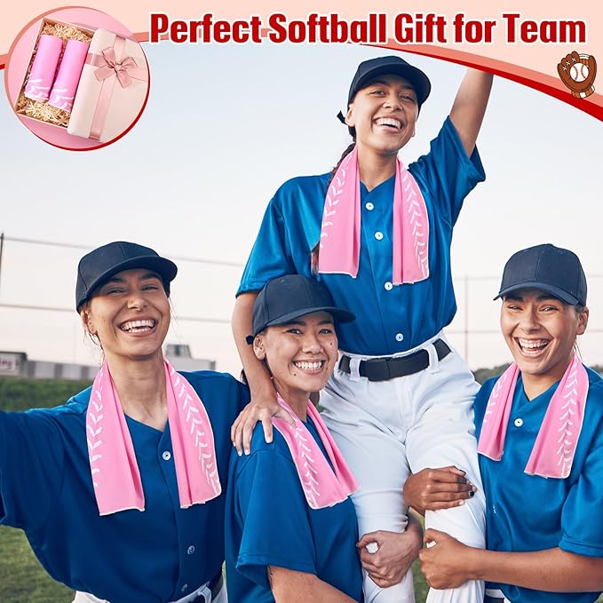 Peryiter 12 Counts Mini Cooling Towel, 30" x 9" Baseball Softball Soccer Golf Sweat Towel, Breathable Chilly Rag, Microfiber Sport Rags for Team Gym Running Coach Gift