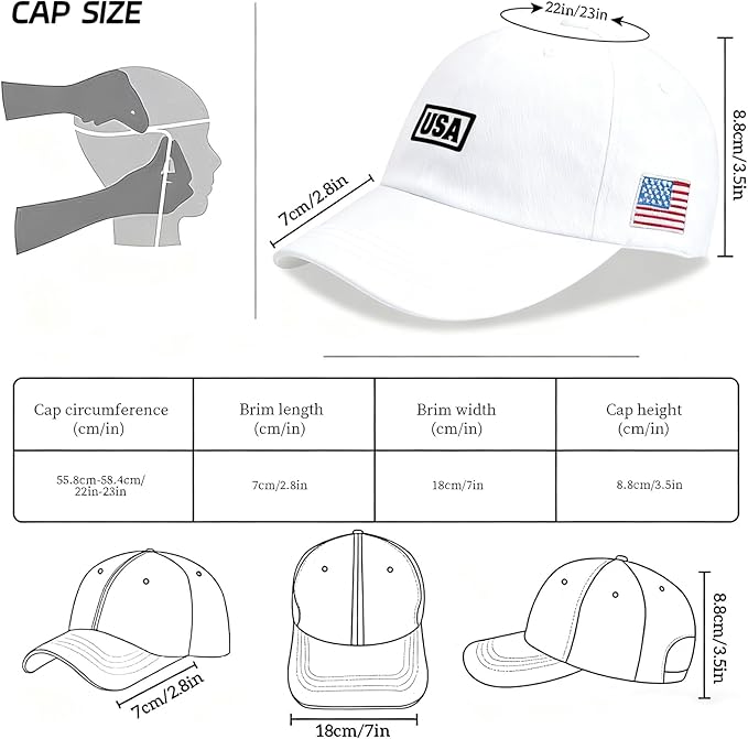 American Flag Patriotic Baseball Cap | Embroidered USA Flag 100% Cotton Adjustable Hat for Men & Women