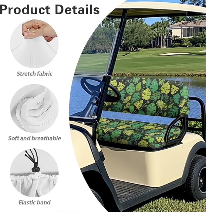 Suobstales Golf Cart Front and Rear Seat Cover Set for EZGO TXT RXV & Club Car DS 2 Passenger, Washable Bench Seat Covers Kit