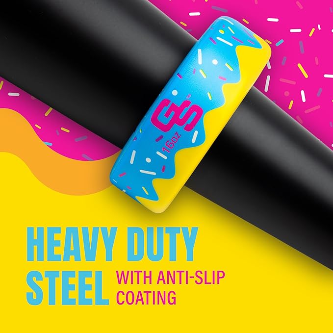 GoSports Baseball and Softball Bat Donut - 16 oz Baseball Drip Bat Weight for Youth and Adult - Blue or Pink