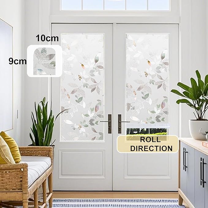 Window Privacy Film Decorative for Front Door, Bathroom Static Cling Stained - Image 6