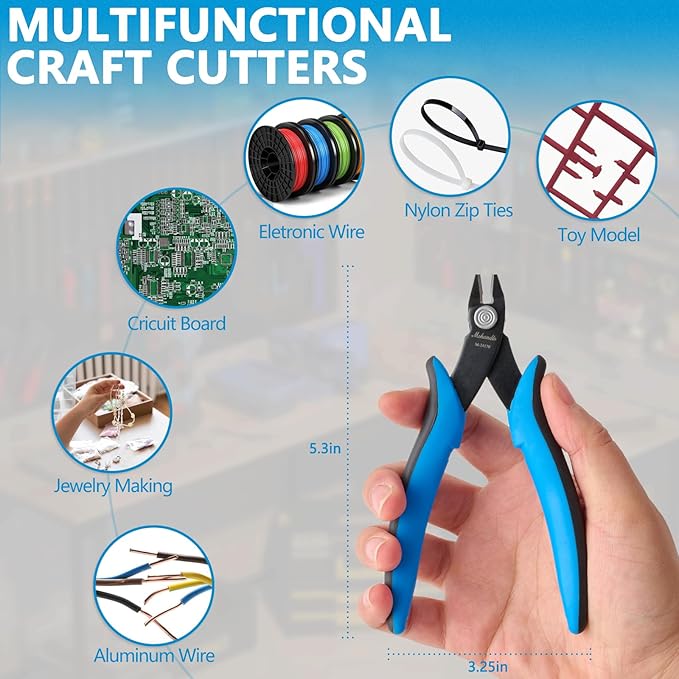 5.3" Wire Cutters for Crafting Flush Cutters 2 Pack Ultra Sharp Flush Cut - Image 5