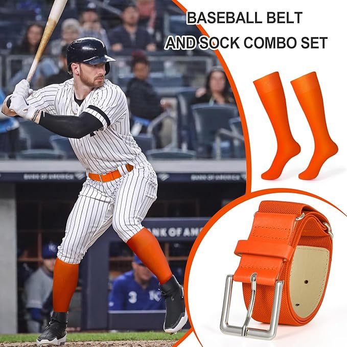 XZQTIVE Baseball Softball Socks and Baseball Softball Belt Combo Set Knee-High Soccer Socks for Kids Youth Adult