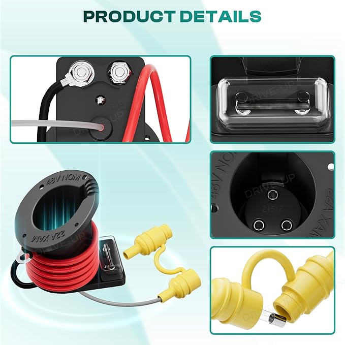 DRIVE UP 48V Club Car Charger Receptacle Charger Plug for Club Car DS Modes, Golf Cart Charging Port with Cord and Club Car Plug OEM 101828901 101802101