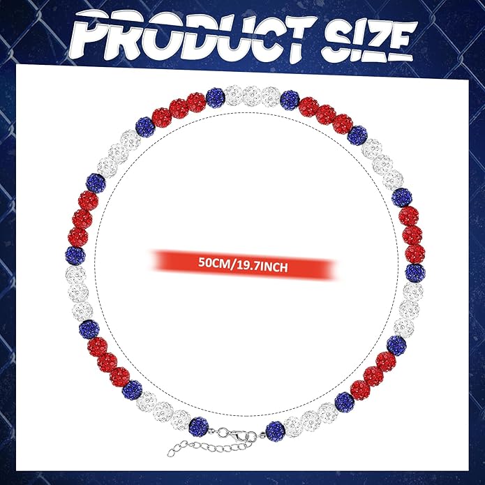 Landical 12 Pcs Bling Baseball Necklace Ice Beaded Baseball Necklace Cool Gifts Bulk for Team Players Lovers Fans